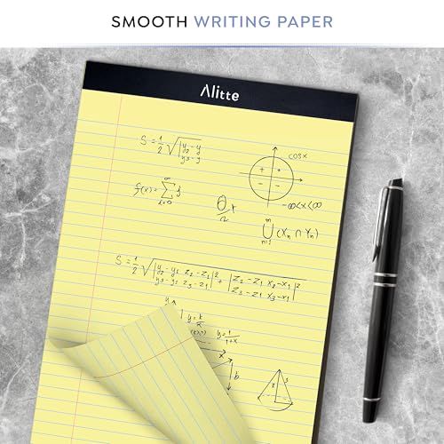 Alitte Yellow Legal Notepads 8.5 x 11, Pack of 12 - Perforated Wide Ruled Writing Pad - Premium Thick Paper, No Ink Bleeding - Blank Legal Pads For Home, Office, School, Business - 50 Sheets Per