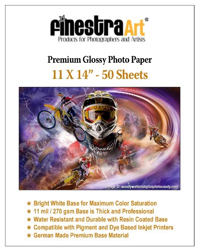 11" X 14" Premium Glossy Inkjet Photo Paper - 50 Sheets