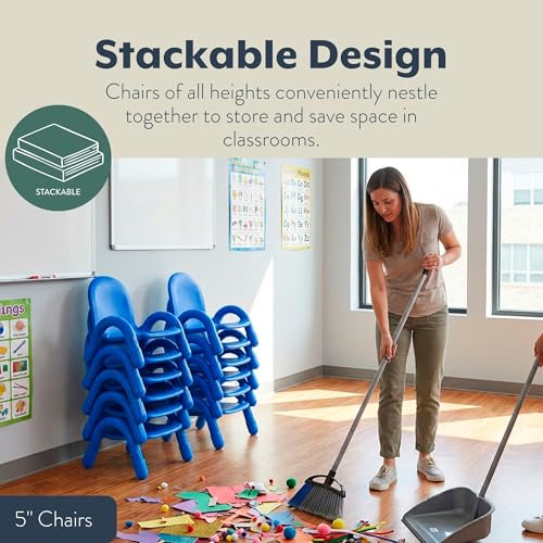 Children’s Factory Baseline 5" Child Chair, Royal Blue, 2 Pack, Stackable Ergonomic Seating Solution for Classrooms and Homeschools