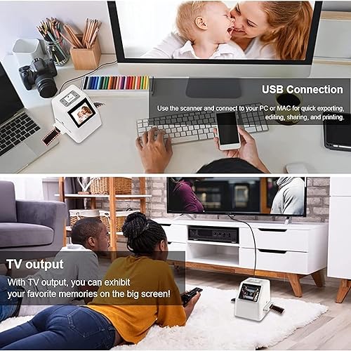 COYEUX Digital Film Slide Scanner, All-in-one Device Scan, View, Edit, Convert and Save, Multiple Languages ​​can Be Set for Operation,with 2.4 LCD Screen