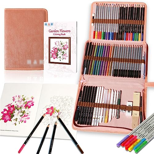 ZYQHMY 77 Pieces Colour Pencil Sketch Drawing Set Complete Set of Oil-Based Water-Soluble Metal Pencils Art Supplies