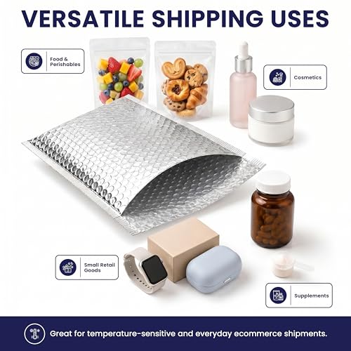 Waterproof Self-Seal Insulated Foil Thermal Bubble Mailers 11x15, 100-Pack