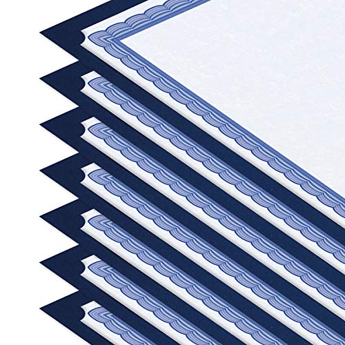 Plain Blue Certificate Holders - Pack of 25, Linen Cover 80 lb. Stock, Single-Sided, Die-Cut Corners, for Office, Business Awards, Graduation, School Diploma Holder, 9-1/2" x 12"