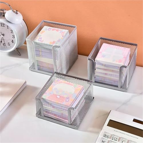 Xuanqiu Metal Mesh Desk Sticky Note Box 5-Pack Office Storage Organizer