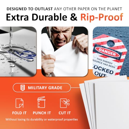 TerraSlate Weatherproof Printer Paper - 8 Mil, 8.5” x 11” (250 Sheets) | Waterproof Paper for Holiday Cards, New Year Invitations, and Winter Outdoor Use