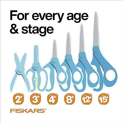 Fiskars 5" Blunt-Tip Scissors, Kids Ages 4-7, Assorted Colors, 24-Pack
