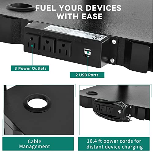 YITAHOME AV Cart with 16.4ft Cord, Keyboard Tray & 2 Locking Brakes Black
