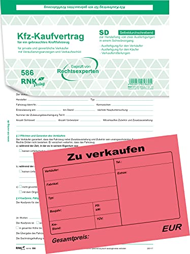 RnK 586/10 Used Car Purchase Agreement Form (German) Din A4 Pack Of 10
