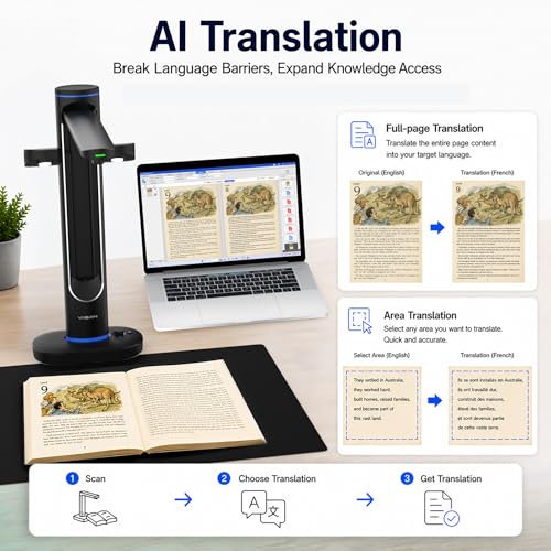 VIISAN S48 Duo Overhead Book Scanner - A2/A3 Large Format, Dual 48MP, 600 DPI with OCR & Text-to-Speech for Archiving and Distance Education