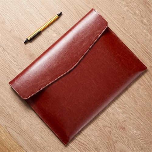 UWYTGF File Folder A4 Leather Filing Envelopes Briefcase Pouch Business Felt Folder Snap Large Capacity Document Bag Office Supplies File Organizer File Expanding,Blue