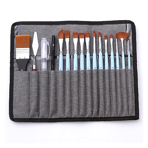 UOHLCX HBJWOV 18 Pcs Multi-Purpose Nylon Wool Watercolor Painting Pen Acrylic Paint Brush Canvas Painting Bag Painting Materials