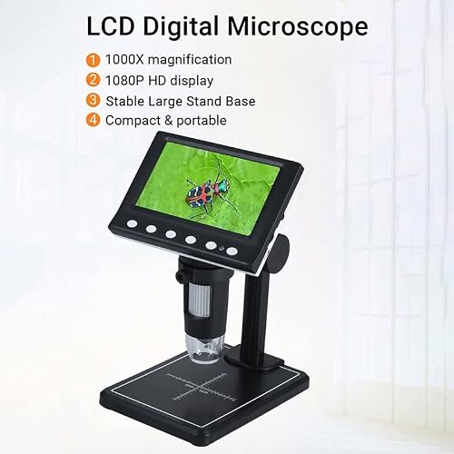 Microscope Accessories Kit Digital Microscope Photo and Video 1000X Magnification Zoom 8pcs LED Lights Microscope Slides