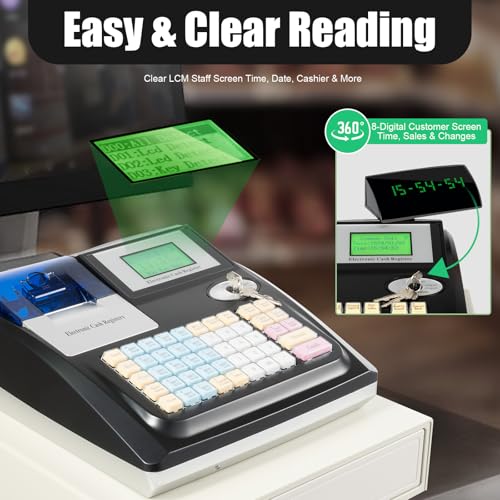 Electronic Cash Register with Cash Drawer Dual Display and Receipt Printer