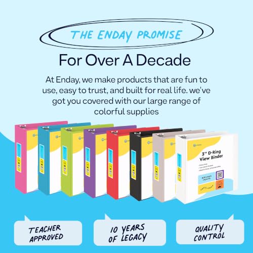Enday 3 Inch Bulk 24-Pack Mix 3 Ring Binder Clear View Presentation Binder Assorted colors multi-pack 3-ring presentation view binder with pockets Heavy duty bulk supplies for school & office folders.