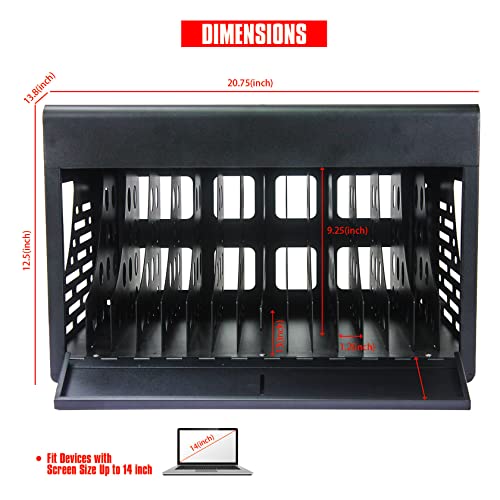 16 Device Portable Table Top Charging and Storage Cabinet for iPads, Chromebooks and Laptop Computers,with Lock, quick charging,Surge Protection, for Classroom or Office,multiple usb charging station