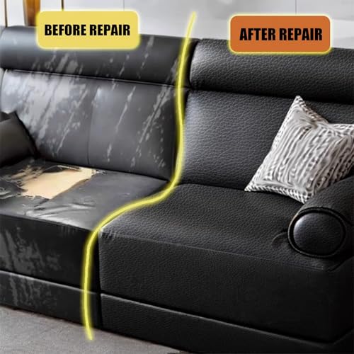 Fabric Adhesives ﻿Self Adhesive Leather Repair Patch for Couch Car Seats Furniture Upholstery, Dark Gray Leather Tape Strong Adhesion(35.4x196.9in)