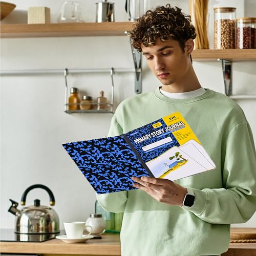 48 Pack - EPI Primary Ruled Composition Notebook Black - 200 Pages (100 Sheets), 9-3/4 x 7-½ - Classroom Back to School Supplies, Heavy Duty, Durable Hardcover Office Notebooks, Sewn