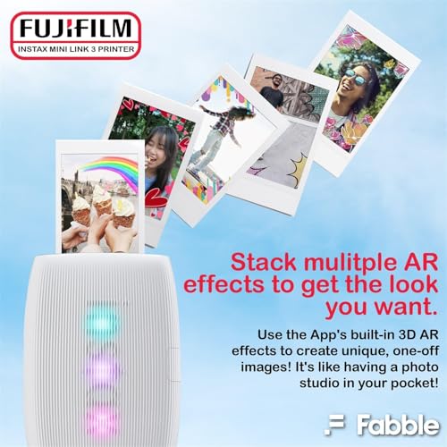 Fujifilm Instax Mini Link 3 Smartphone Printer with Instax Mini Films and Free Bonus Microfiber Cleaning Cloth... (Clay White, 3 x Twin Pack (60 Sheets))