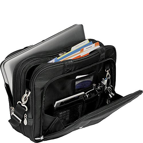 McKlein R Series, Pearson, 17" Nylon Expandable Double Compartment Laptop Briefcase, Black (74565)