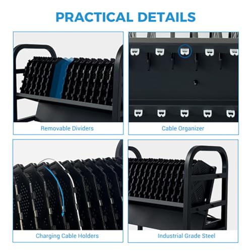 TYZDLSM 16-Device Mobile Open School Charging Cart Station, Portable Charging Stand, for Chromebooks, Tablets and Laptops Computer, with Power Strip Included, Assembly Required