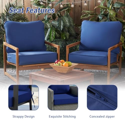 Ojtuyht 4 3/4" High Back Seat Cushion with Ties, Dining Chairs Seat Cushion Sunscreen Water Proof Removable, Replacement Cushions for Patio Garden(ligjt Grey,25 1/2" x25 1/2")