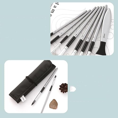 UOHLCX HBJWOV 8pcs Artist Paint Brushes Set with Cloth Bag Plastic Box Synthetic Nylon Wide Brush for Acrylic Oil Watercolor Art