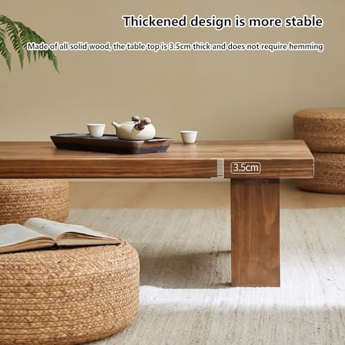 DESALAI Low for Sitting on The Floor, Japanese Floor Table Solid Wood, Wooden Furniture, Reception Rooms, 55.2x23.7x15in