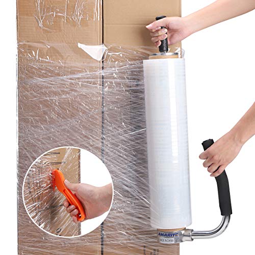 Amarite Shrink Wrap Handle, 11-21.5 Inch Stretch Wrap Dispenser with Cutter