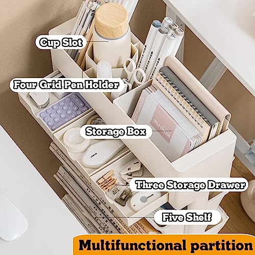 Book cart6-Tier Rolling File Cart with Lockable Wheels, White Rolling Book Cart, Mobile Desk File Organizer, Mobile Office File Organizer Cart with Open Storage Shelves for Office, Home, SCH
