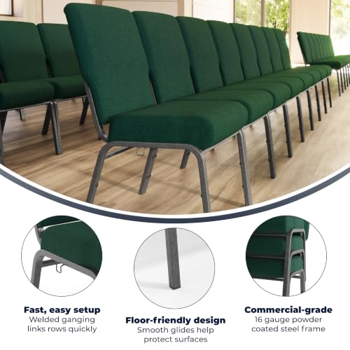 EMMA + OLIVER Hunter Green 20.5" Stacking Church Chair