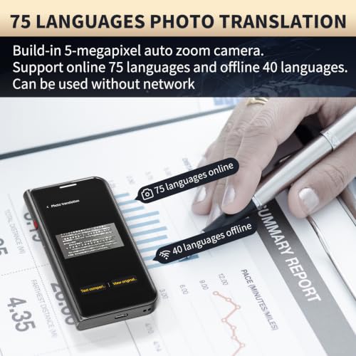 Language Translator Device No Wifi Needed, High-end Upgraded Ai Translator, Offline Real-Time Voice Spainish Translation, Support 150 Languages, Recording&Photo Premium Translation Device for Business