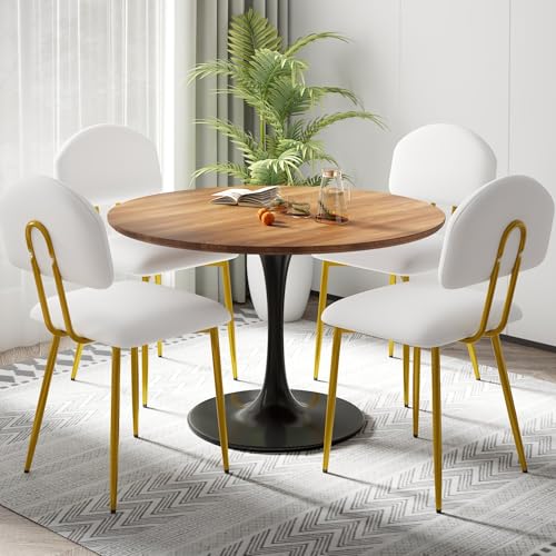 VECELO Stacking Dining Chairs Set of 4, Curved Backrest, White