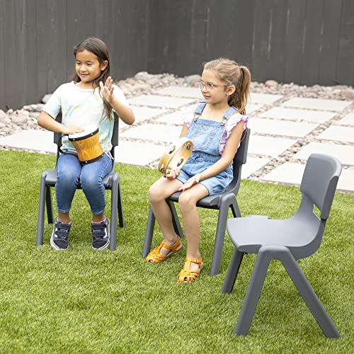 ECR4Kids 12in Plastic School Stack Chair, Classroom Furniture, Grey, 4-Pack