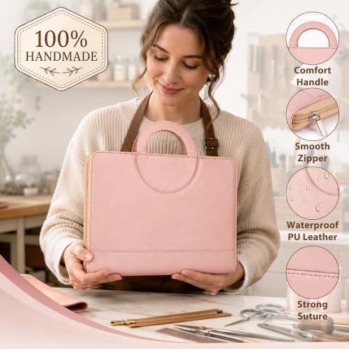 Darolin Leather Portfolio with Handle - Business Clipboard Folio, Rosegold