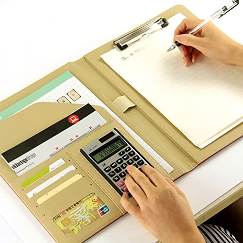 Business Portfolio A4 Padfolio Leather Conference Folder Multifunctional File Binder Interview Office Document Organizer for Men Women Refillable Notepad 25 Sheets 3 Pack (Color : Blue 2, Size : 12-