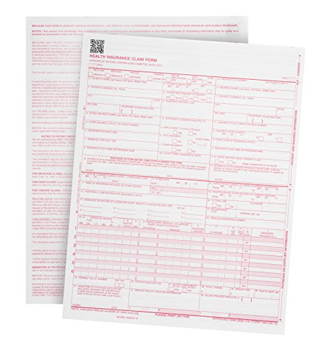 Blue Summit Supplies 500 CMS 1500 Claim Forms, HIPAA Compliant, Laser