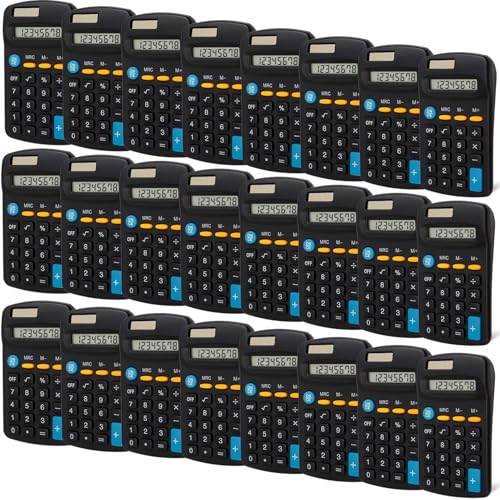 Bgtecho 24 Pack Pocket Calculator, Dual Power Basic Calculator, Black