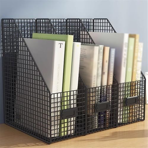 File Organizer Desktop File Magazine Folder Holder 3 Vertical Compartments for Office Home School Desk(Gold)