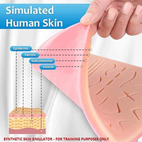 Suture Practice Training Kit for Practice, with Large Silicone Lip Suture Pad, Instruments, Stapler Remover Training Videos for Education only