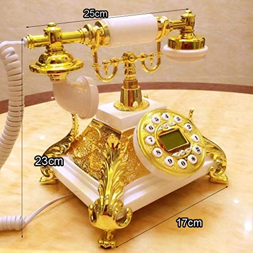 QUANGJN Phone Antique Telephone Gold White Retro Telephone Fashion European Leather Rope Backlht Hands-Free Caller ID Home Antique Landline White