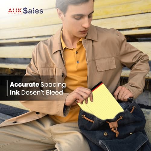 AUKSales Legal Pads 8.5 x 11, 12 Pack Wide Ruled Lined Notepad, Yellow Legal Pads of Paper Legal Notepads, Micro Perforated Note Pads 8.5 x 11 Legal Pad, Yellow Legal Pads, 50 Sheets Per Writing Pad