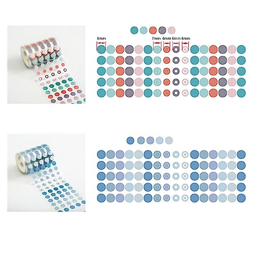 OISNGWNG 10Roll Color Dots Washi Tape PET Decorative Adhesive DIY Scrapbooking Sticker Label