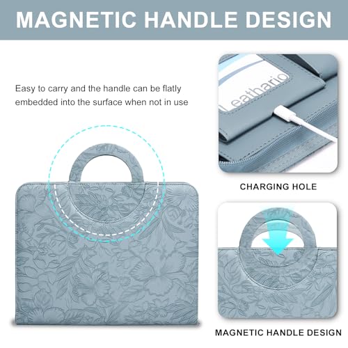 Leathario Portfolio Binder with Handle,3 Ring Padfolio with Zipper