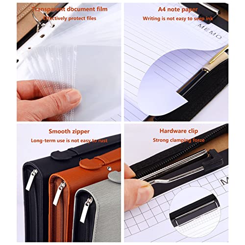 Business Portfolio A4 Padfolio Professional File Folder Multifunctional Binder Conference Notepad Zipper Document Planner Personal Organizer for Men Women ( Color : Orange , Size : No calculator )
