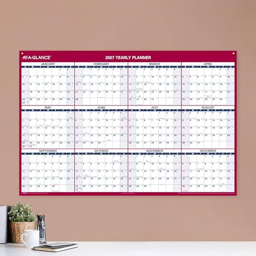 AT-A-GLANCE 2027 Erasable Calendar, Dry Erase Wall Planner, 48" x 32", Vertical-Horizontal, Reversible (PM3262827)