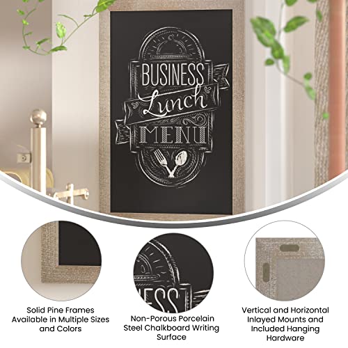 HBCY Creations 24" X 36" Weathered Lightwash Solid Wood Frame Wall Chalkboard, Magnetic Surface, Home Décor, Restaurant & Café Menus, Blackboard, Includes Chalk, Eraser & Hanging Hardware