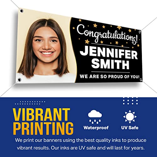 Custom Graduation Banner by DOT4DOT - Class of 2023 Customizable Personalized Celebration Congrats with Photo (4x8)