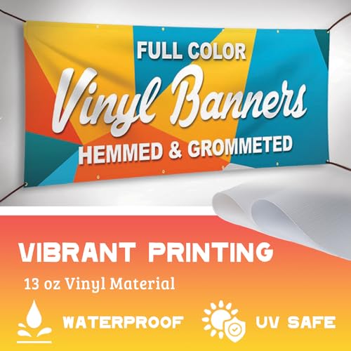 Custom Vinyl Banners & Signs - Customizable Full Color 13oz Banners for Indoor/Outdoor Events/Personalized for Business, Birthday, Parties, Wedding, Graduation (5' X 8'')