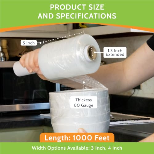 PSBM Mini Extended Core Platic Stretch Film Wrap 5" x 1000' 80 GA 24 Rolls
