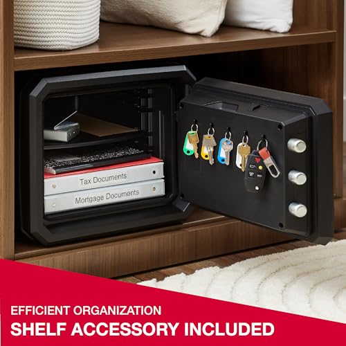 SentrySafe Fireproof and Waterproof Large Safe with Digital Keypad, Override Key, and Adjustable Shelf for Home, Dorm, or Office, 0.81 Cubic Feet, FPW082HSB